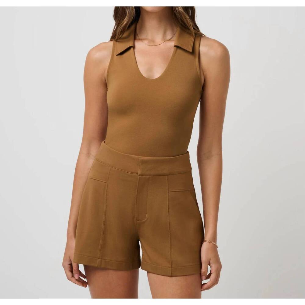 NEW TRAVISMATHEW friday ponte polo top in chestnut